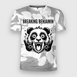 Мужская спорт-футболка Breaking Benjamin рок панда на светлом фоне