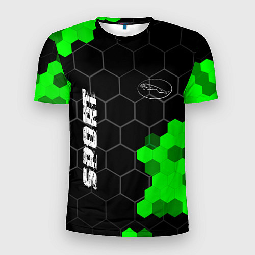 Мужская спорт-футболка Jaguar green sport hexagon / 3D-принт – фото 1