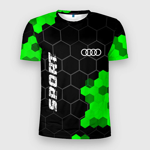 Мужская спорт-футболка Audi green sport hexagon / 3D-принт – фото 1