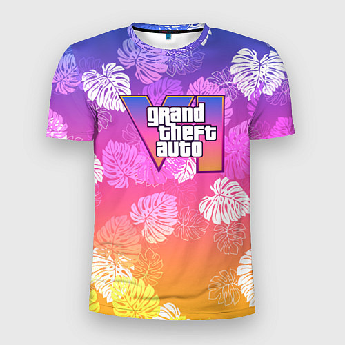 Мужская спорт-футболка Grand Theft Auto VI - пальмы / 3D-принт – фото 1