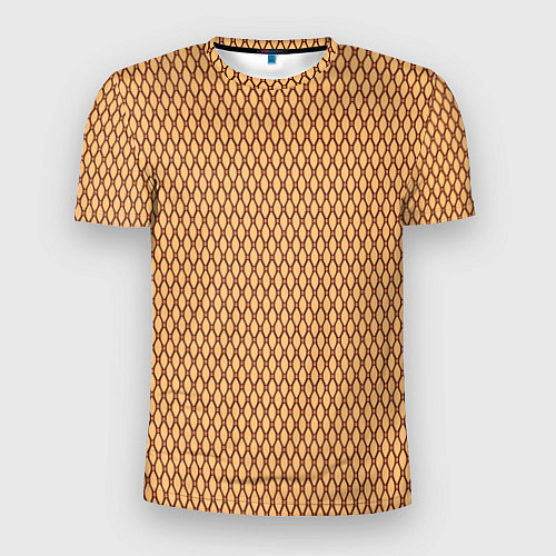 Мужская спорт-футболка Светлый коричневый сетка паттерн / 3D-принт – фото 1