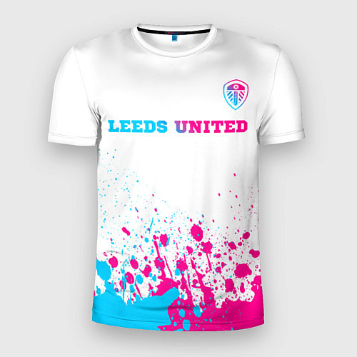 Мужская спорт-футболка Leeds United neon gradient style посередине / 3D-принт – фото 1