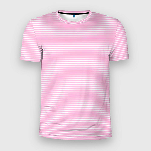 Мужская спорт-футболка Светлый розовый в белую полоску / 3D-принт – фото 1