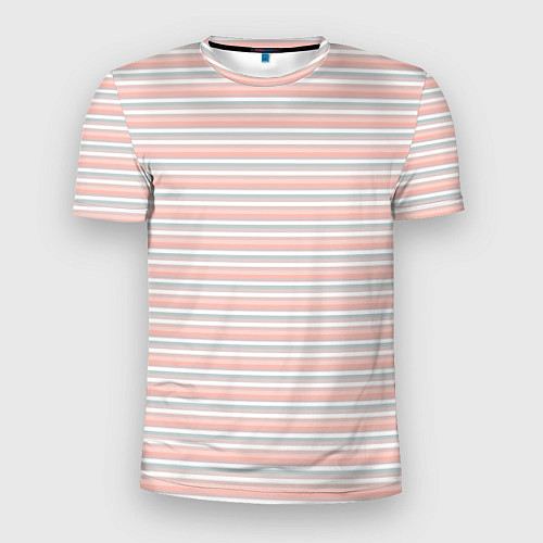 Мужская спорт-футболка Светлый персиковый полосатый / 3D-принт – фото 1