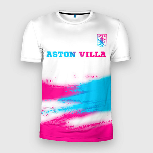 Мужская спорт-футболка Aston Villa neon gradient style посередине / 3D-принт – фото 1