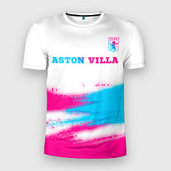 Мужская спорт-футболка Aston Villa neon gradient style посередине