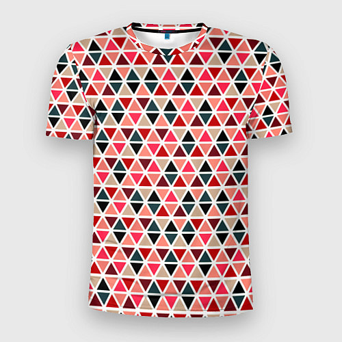 Мужская спорт-футболка Бирюзово-розовый геометричный треугольники / 3D-принт – фото 1