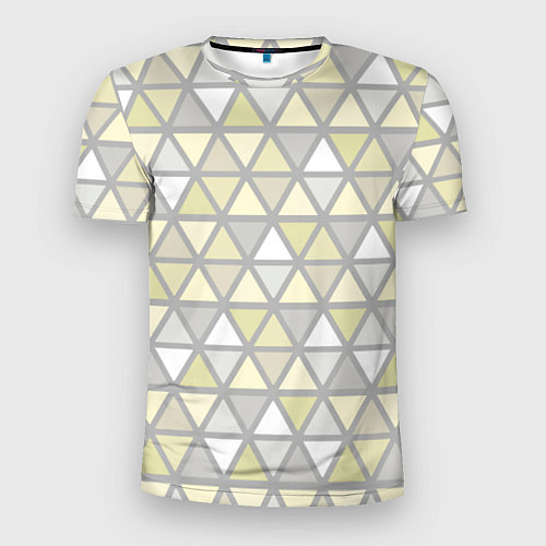 Мужская спорт-футболка Паттерн геометрия светлый жёлто-серый / 3D-принт – фото 1