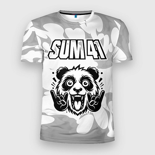 Мужская спорт-футболка Sum41 рок панда на светлом фоне / 3D-принт – фото 1