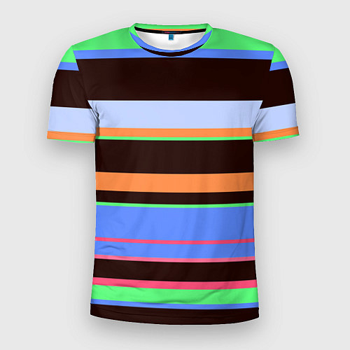 Мужская спорт-футболка Разноцветный полосатый / 3D-принт – фото 1