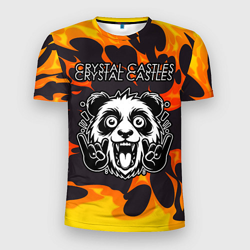 Мужская спорт-футболка Crystal Castles рок панда и огонь / 3D-принт – фото 1