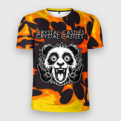 Футболка спортивная мужская Crystal Castles рок панда и огонь, цвет: 3D-принт