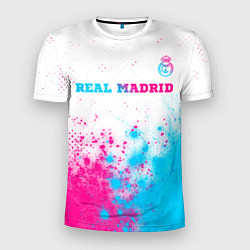 Футболка спортивная мужская Real Madrid neon gradient style посередине, цвет: 3D-принт