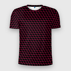 Футболка спортивная мужская Чёрно-розовый паттерн соты, цвет: 3D-принт