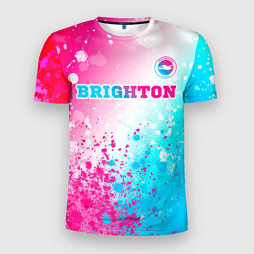 Мужская спорт-футболка Brighton neon gradient style посередине / 3D-принт – фото 1