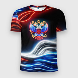 Футболка спортивная мужская Неоновые флаг и греб, цвет: 3D-принт