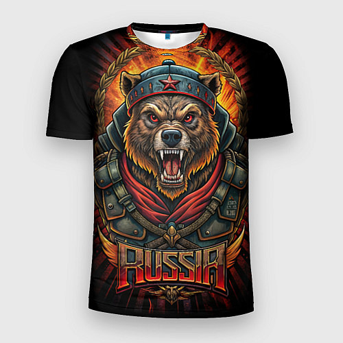 Мужская спорт-футболка Мощный медведь СССР стиль / 3D-принт – фото 1