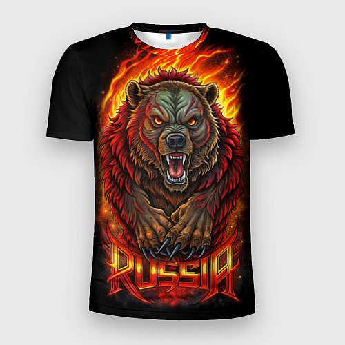 Мужская спорт-футболка Русский агрессивный медведь / 3D-принт – фото 1