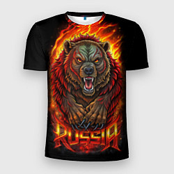 Мужская спорт-футболка Русский агрессивный медведь