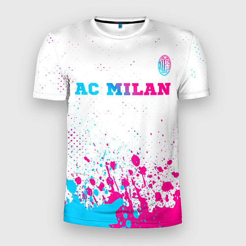 Мужская спорт-футболка AC Milan neon gradient style посередине / 3D-принт – фото 1