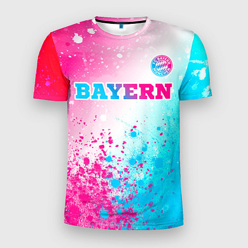 Мужская спорт-футболка Bayern neon gradient style посередине / 3D-принт – фото 1