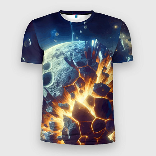 Мужская спорт-футболка Взрыв планеты - космос от нейросети / 3D-принт – фото 1