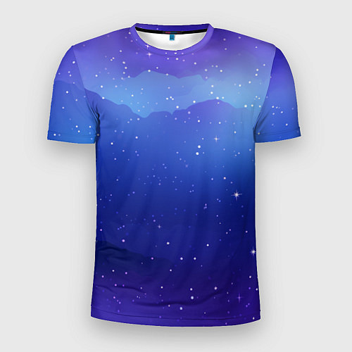 Мужская спорт-футболка Синий космос и звезды / 3D-принт – фото 1