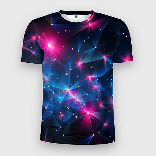 Мужская спорт-футболка Яркие неоновые вспышки в космосе / 3D-принт – фото 1