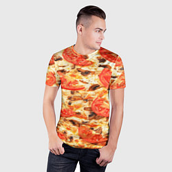 Футболка спортивная мужская Пицца с грибами и томатом - текстура, цвет: 3D-принт — фото 2
