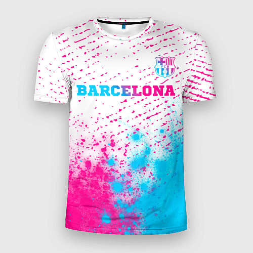 Мужская спорт-футболка Barcelona neon gradient style посередине / 3D-принт – фото 1