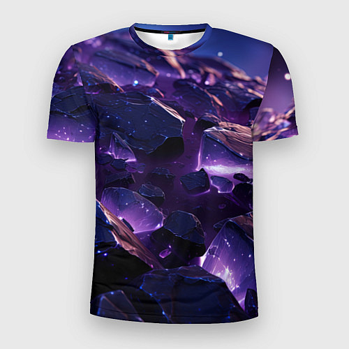 Мужская спорт-футболка Фиолетовые неоновые камни со светом / 3D-принт – фото 1