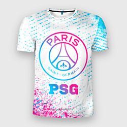 Футболка спортивная мужская PSG neon gradient style, цвет: 3D-принт