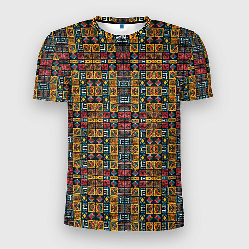 Мужская спорт-футболка Геометрический африканский узор-паттерн / 3D-принт – фото 1