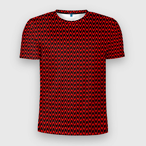 Мужская спорт-футболка Красно-чёрный волнистые линии / 3D-принт – фото 1
