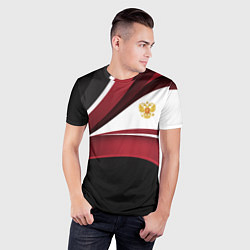 Футболка спортивная мужская Униформа Россия - бордовая, цвет: 3D-принт — фото 2