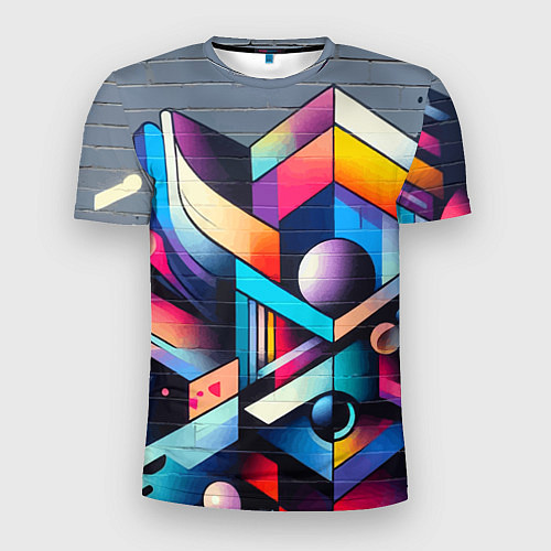 Мужская спорт-футболка Геометрическое абстрактное граффити - нейросеть / 3D-принт – фото 1