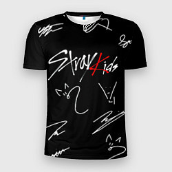 Мужская спорт-футболка Stray kids автографы лого
