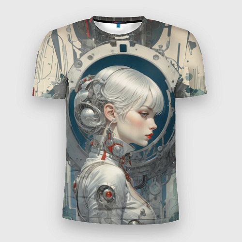 Мужская спорт-футболка Платиновая девушка-андроид / 3D-принт – фото 1