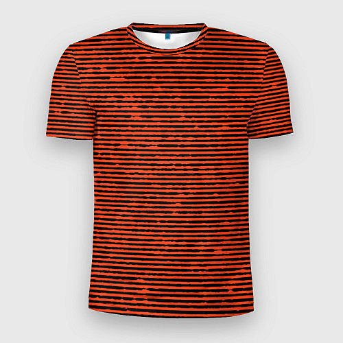 Мужская спорт-футболка Чёрно-оранжевый полосатый / 3D-принт – фото 1