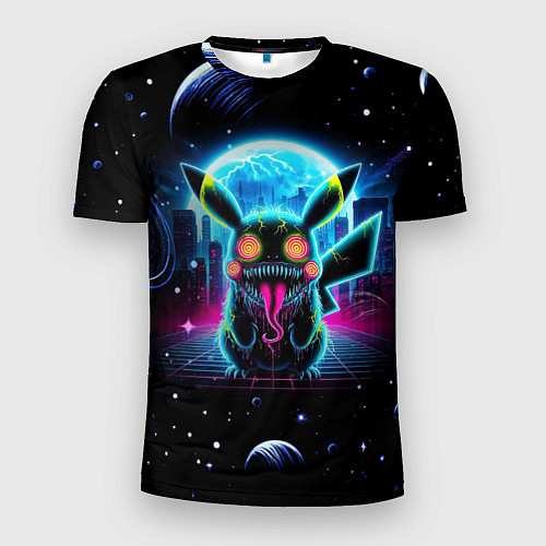 Мужская спорт-футболка Пикачу в космосе - ужас / 3D-принт – фото 1