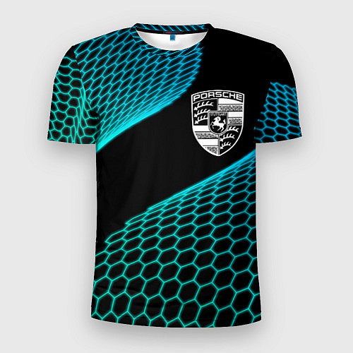 Мужская спорт-футболка Porsche electro hexagon / 3D-принт – фото 1