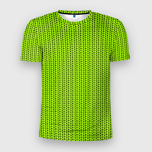 Мужская спорт-футболка Ярко-зелёный в маленькие чёрные полоски / 3D-принт – фото 1
