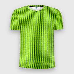 Футболка спортивная мужская Ярко-зелёный в маленькие чёрные полоски, цвет: 3D-принт