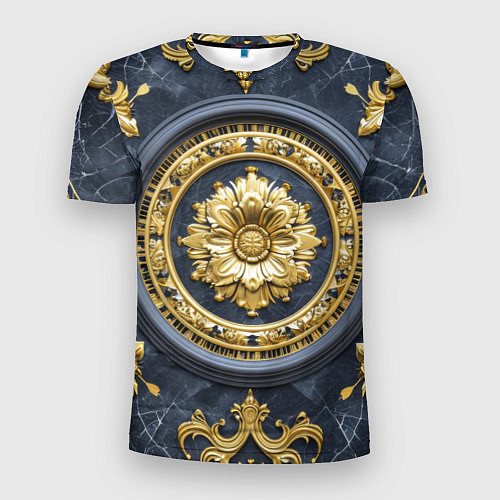 Мужская спорт-футболка Объемные золотые классические узоры / 3D-принт – фото 1