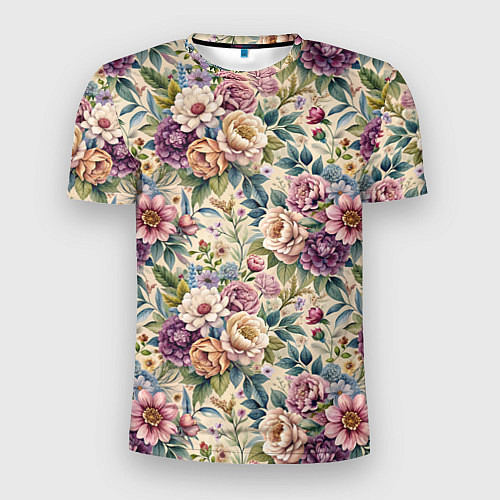 Мужская спорт-футболка Нежные цветочные мотивы паттерны / 3D-принт – фото 1