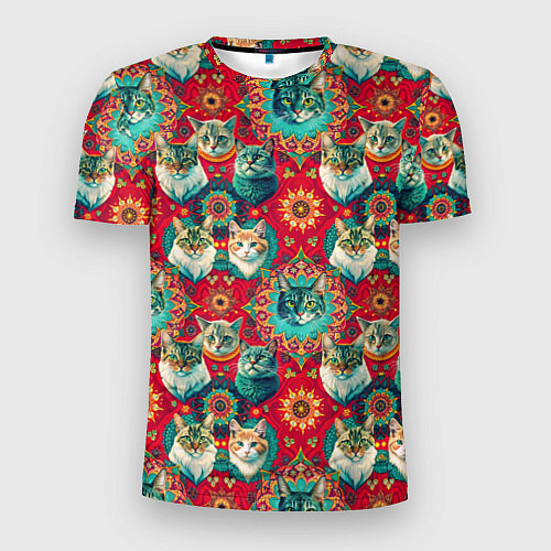 Мужская спорт-футболка Мандала с кошачьим орнаментом / 3D-принт – фото 1
