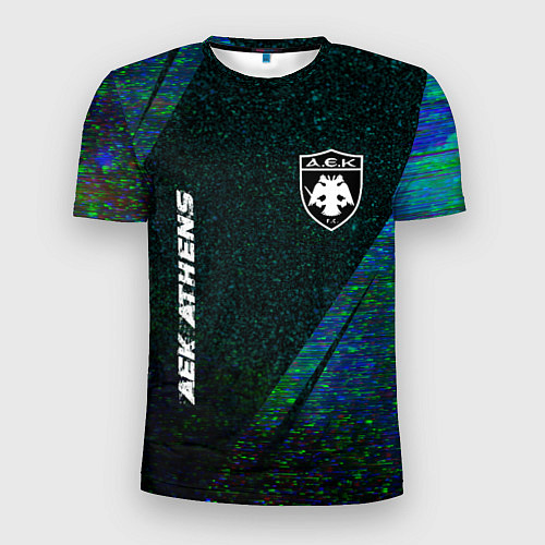 Мужская спорт-футболка AEK Athens glitch blue / 3D-принт – фото 1