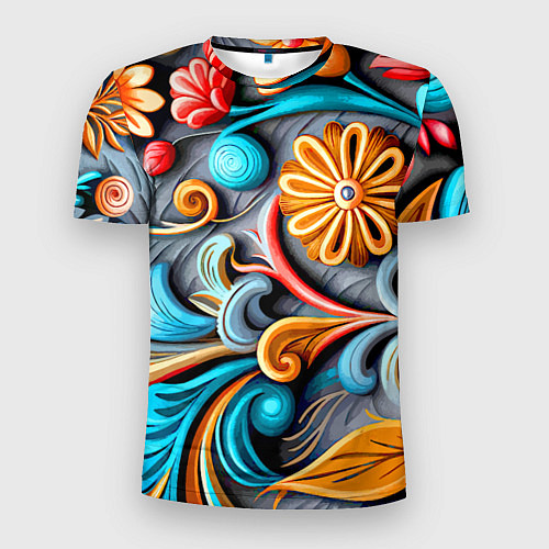 Мужская спорт-футболка Растительный узор - нейросеть / 3D-принт – фото 1