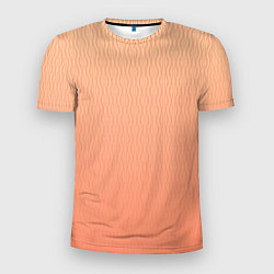 Мужская спорт-футболка Градиент персиковый с волнистыми линиями