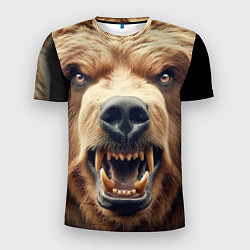 Футболка спортивная мужская Морда свирепого русского медведя - нейросеть, цвет: 3D-принт